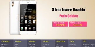 Золотой Телефон Ulefone Paris 4G c Чехлом и Стеклом за 139.99 Телефон Ulefone Paris 4G