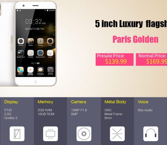 Золотой Телефон Ulefone Paris 4G c Чехлом и Стеклом за 139.99 Телефон Ulefone Paris 4G