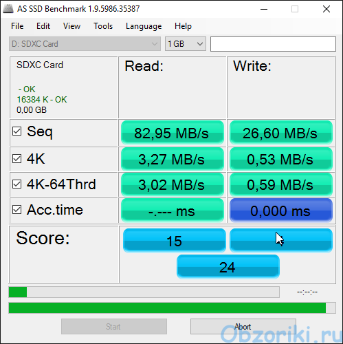 Kingston 64GB Micro SDXC Memory Card Windows AS SSD Benchmark