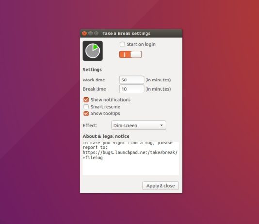 Обзор приложение Take a Break на Linux Приложение Take a Break
